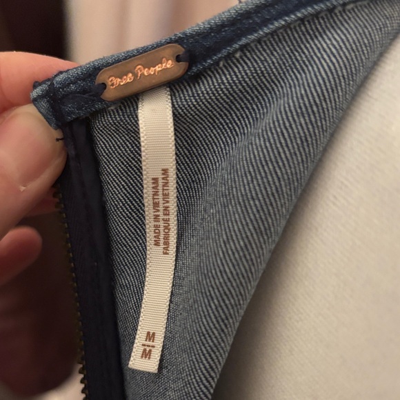 Free People Lia Denim Sweetheart Mini Dress Size M - Picture 4 of 6